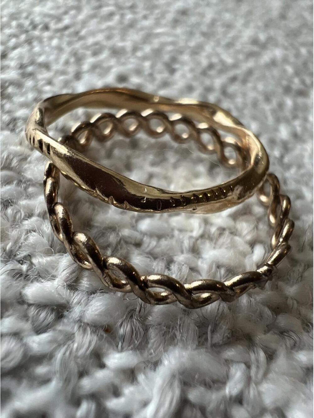 Two Women's Gold Tone Stacking Rings - Picture 2 of 4